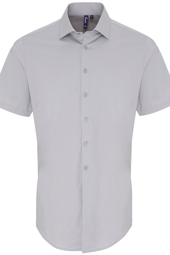 Stretch Fit Cotton Poplin Short Sleeve Shirt for Men