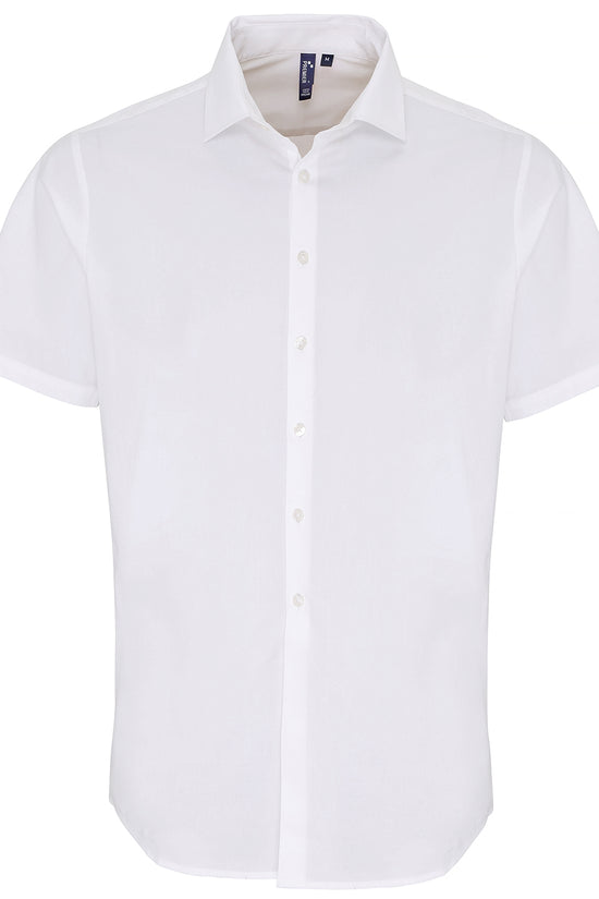 Stretch Fit Cotton Poplin Short Sleeve Shirt for Men
