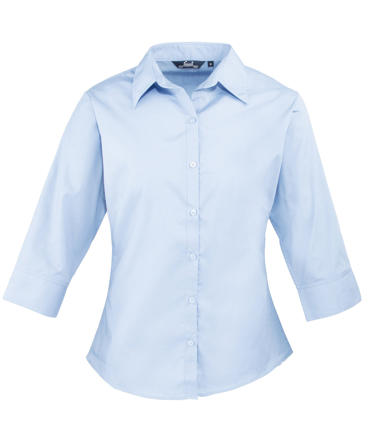 Premier Womens Sleeve Poplin Blouse Soft Collar Rounded Hem Plus Sizes