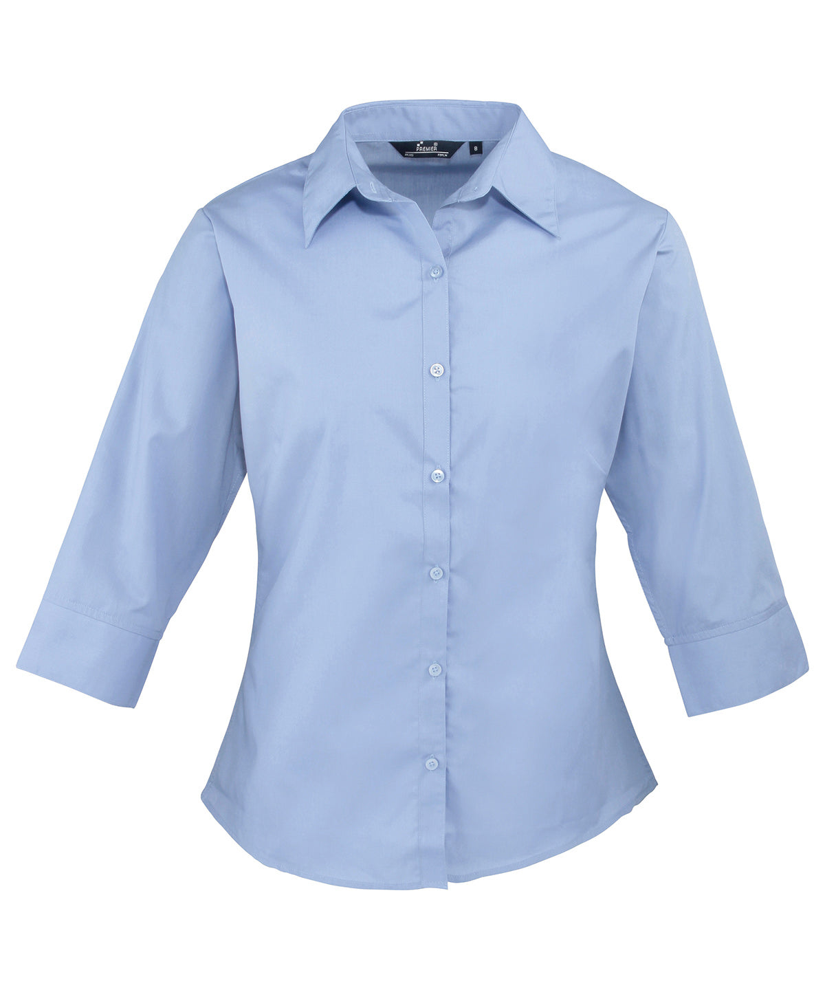 Premier Womens Sleeve Poplin Blouse Soft Collar Rounded Hem Plus Sizes