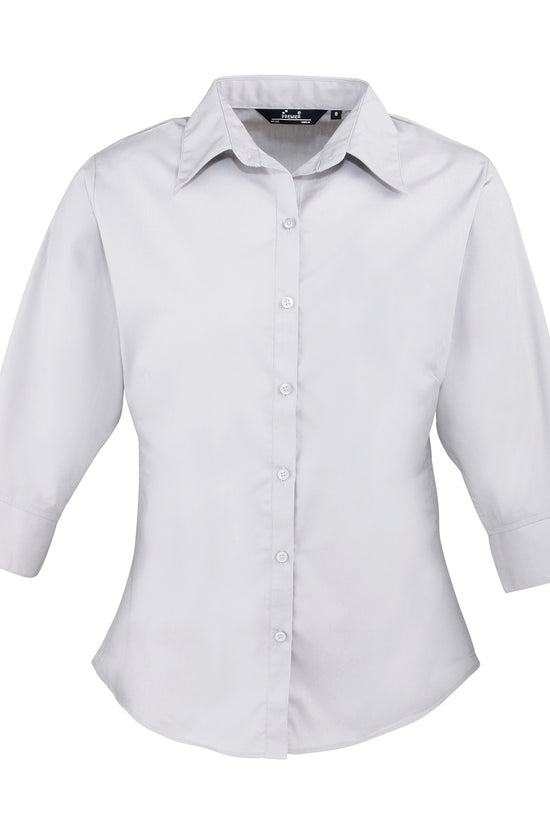 Premier Womens Sleeve Poplin Blouse Soft Collar Rounded Hem Plus Sizes