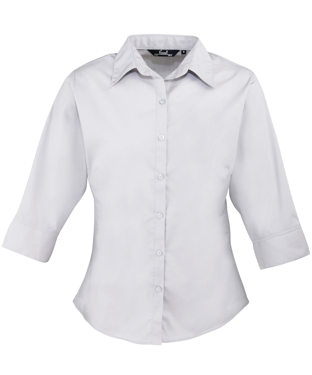 Premier Womens Sleeve Poplin Blouse Soft Collar Rounded Hem Plus Sizes