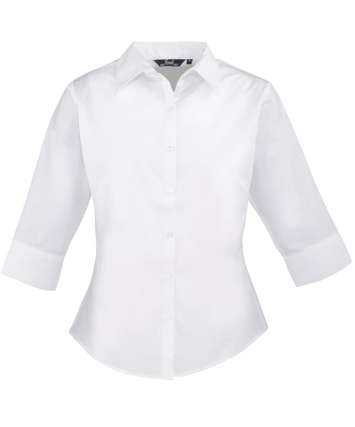 Premier Womens Sleeve Poplin Blouse Soft Collar Rounded Hem Plus Sizes