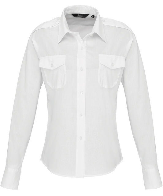 Premier Womens Long Sleeve Pilot Shirt with Epaulette Tabs