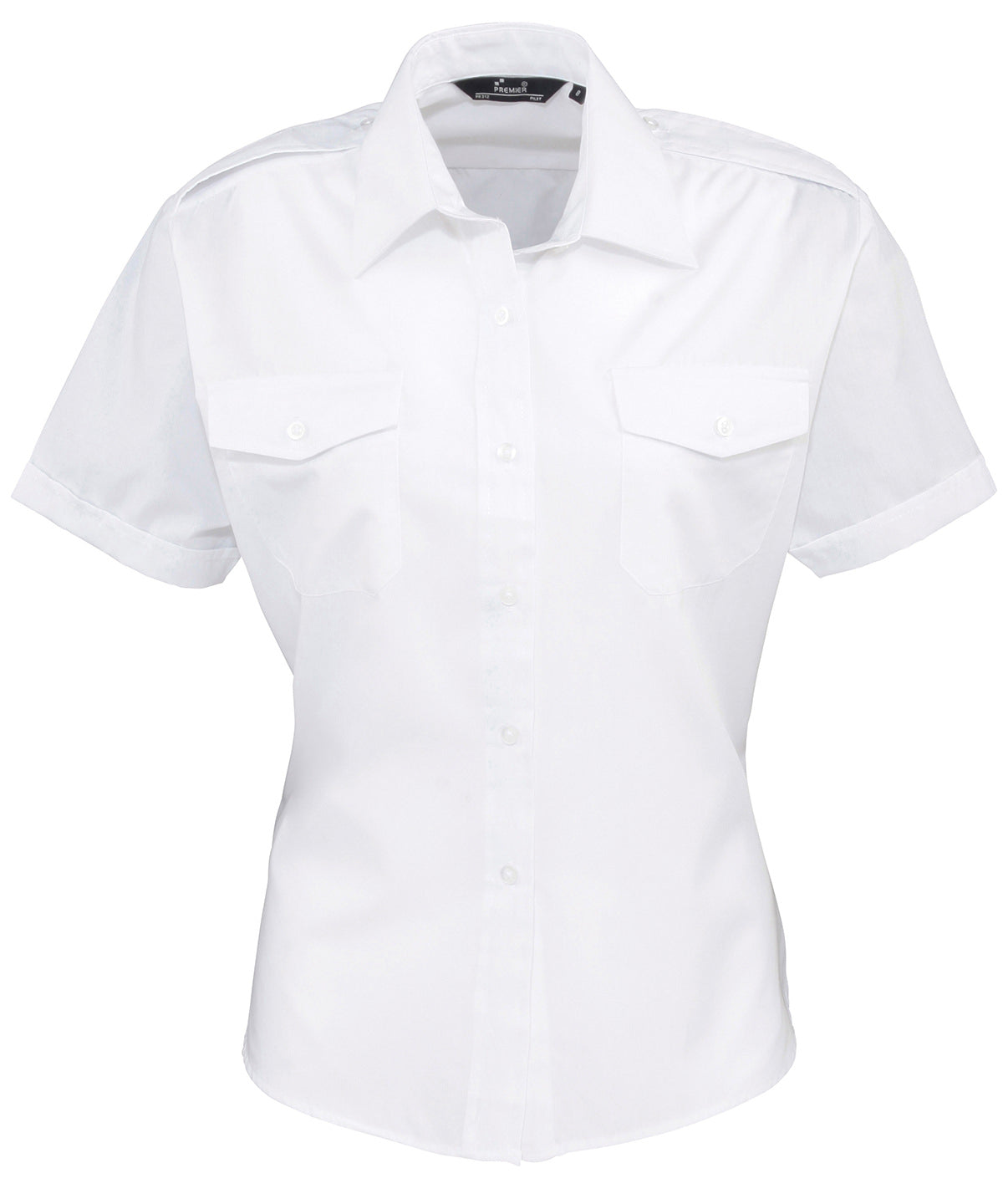 Womens Short Sleeve Pilot Blouse Plus Sizes Stiffened Collar