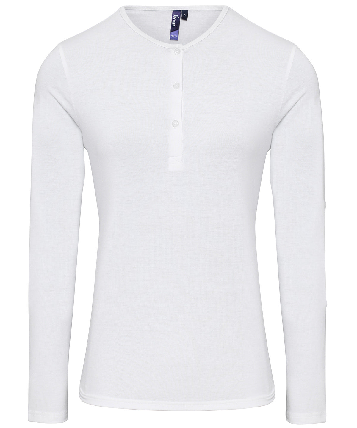 Womens Roll Sleeve Tee with Button Tab Detail
