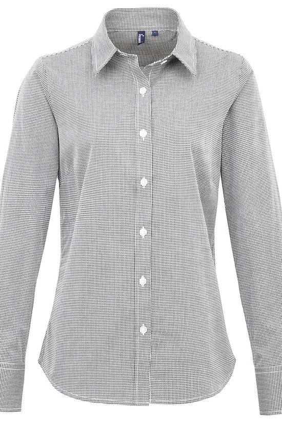 Premier Womens Gingham Long Sleeve Cotton Shirt