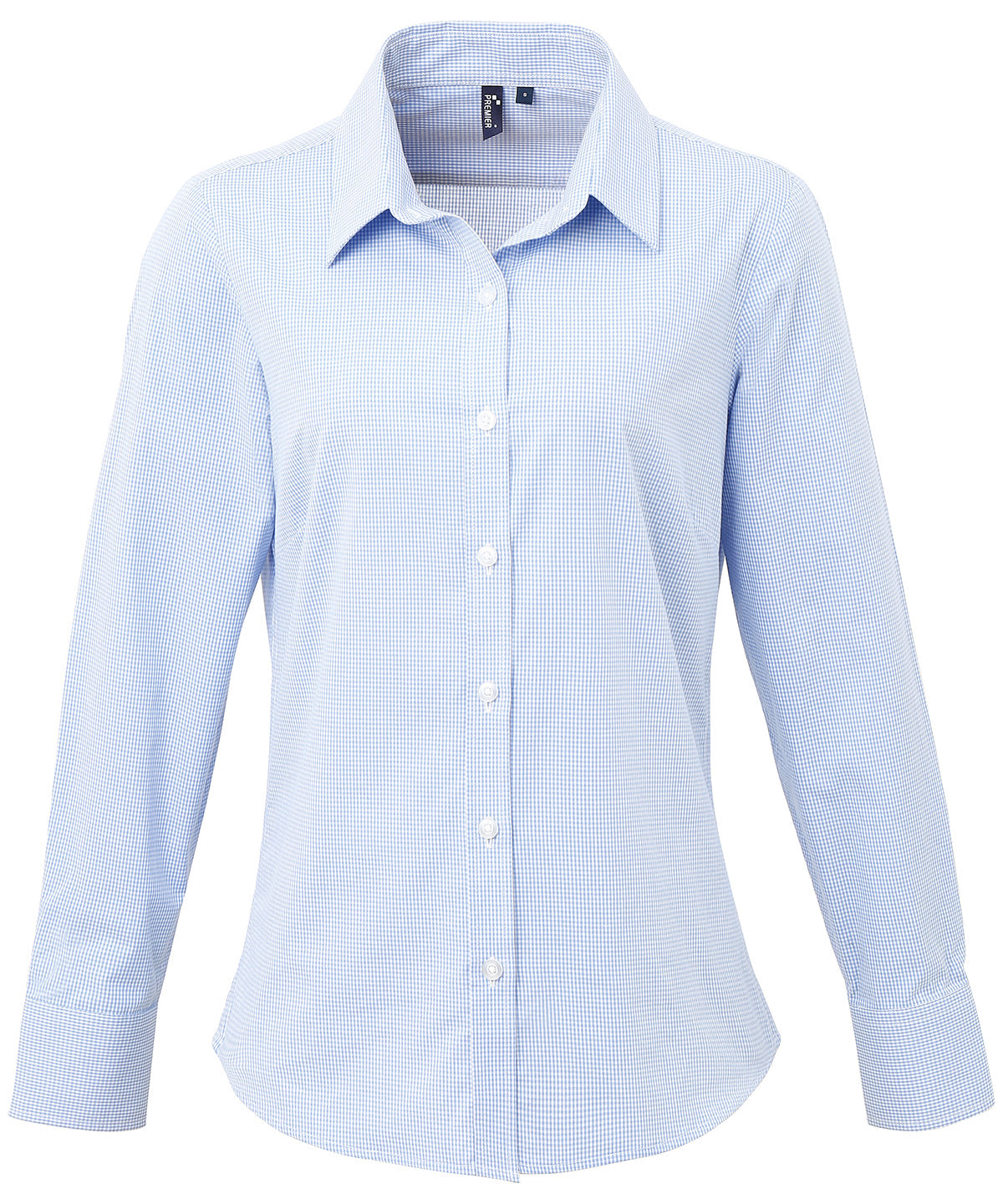Premier Womens Gingham Long Sleeve Cotton Shirt