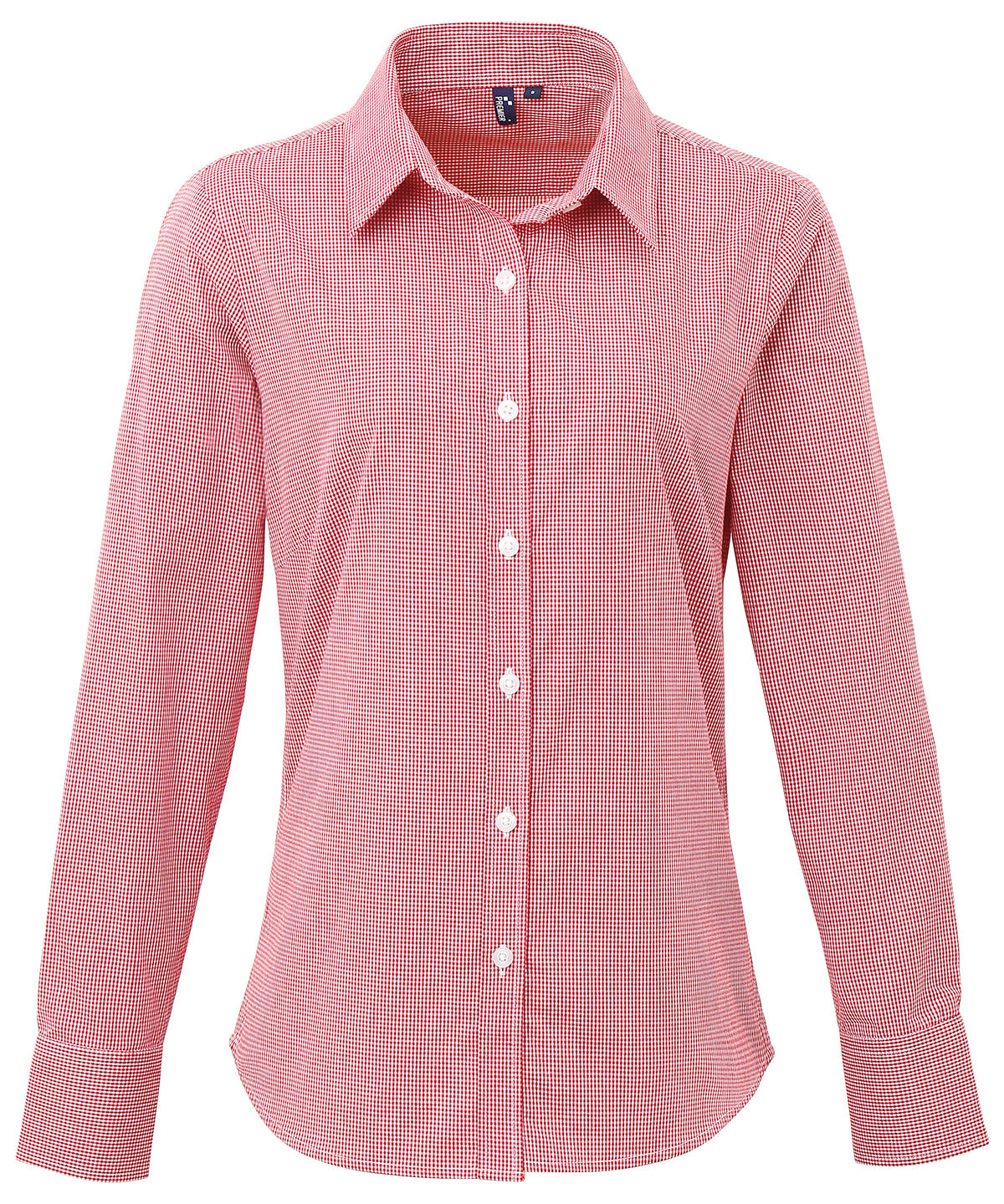 Premier Womens Gingham Long Sleeve Cotton Shirt