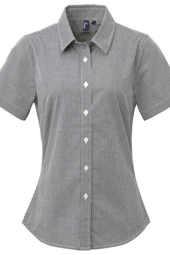 Premier Womens Gingham Short Sleeve Cotton Shirt