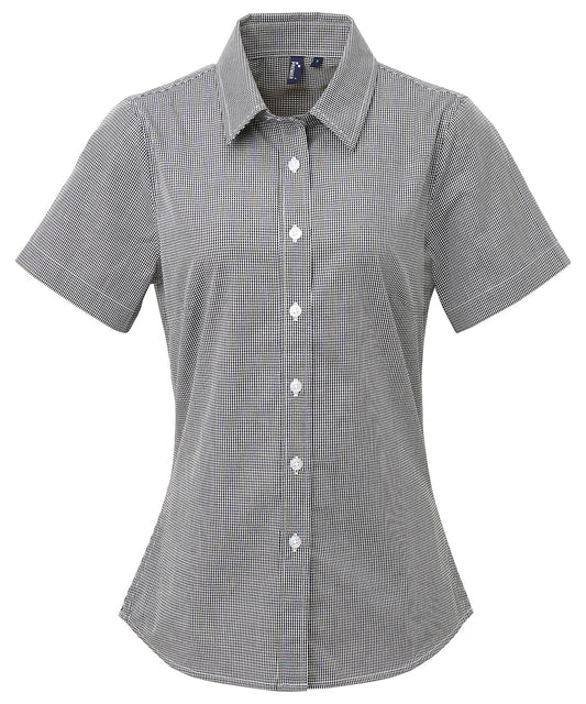 Premier Womens Gingham Short Sleeve Cotton Shirt