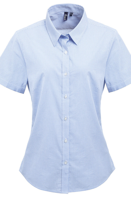 Premier Womens Gingham Short Sleeve Cotton Shirt