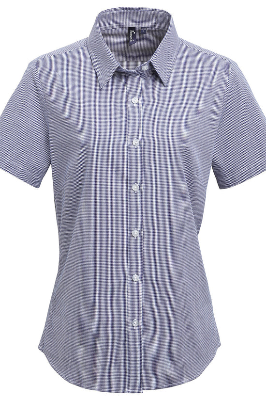 Premier Womens Gingham Short Sleeve Cotton Shirt