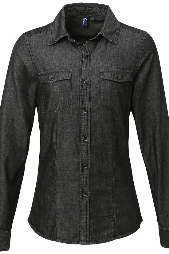 Premier Womens Denim Shirt with Contrast Stitch Detail
