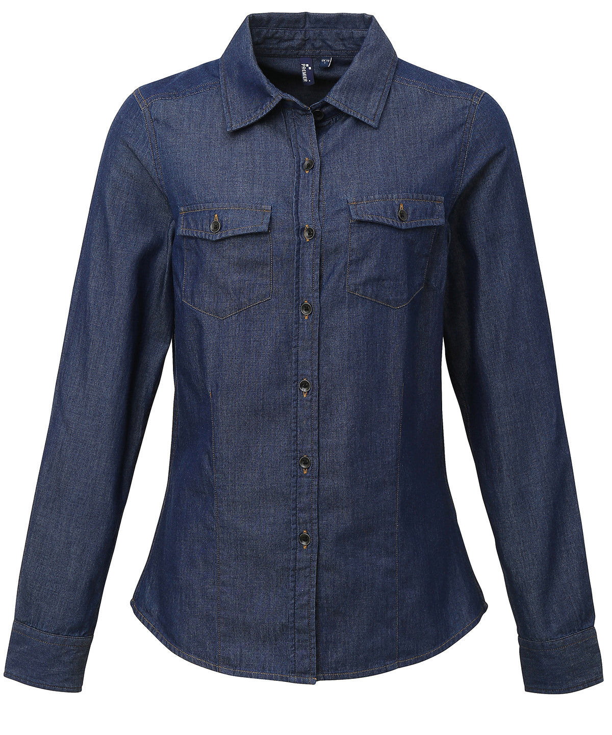 Premier Womens Denim Shirt with Contrast Stitch Detail