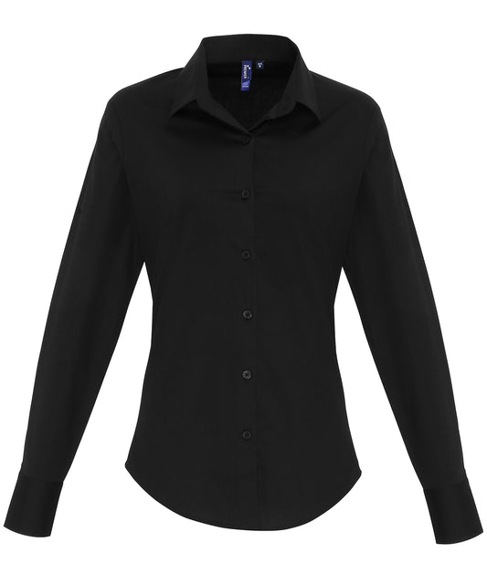 Stretch Fit Cotton Poplin Long Sleeve Blouse for Women