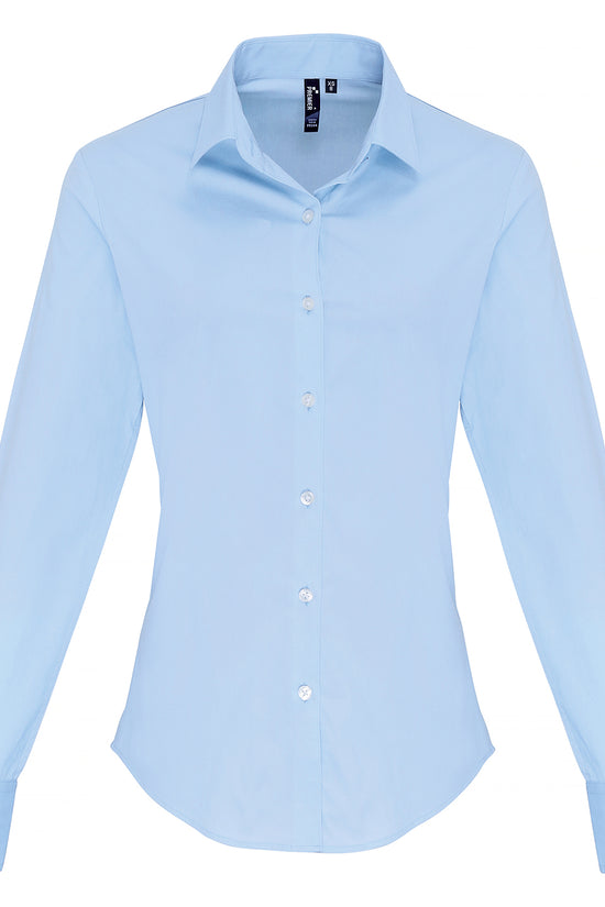 Stretch Fit Cotton Poplin Long Sleeve Blouse for Women