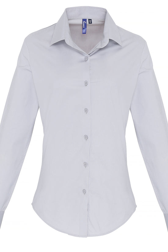 Stretch Fit Cotton Poplin Long Sleeve Blouse for Women