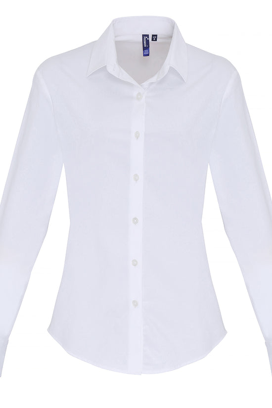 Stretch Fit Cotton Poplin Long Sleeve Blouse for Women