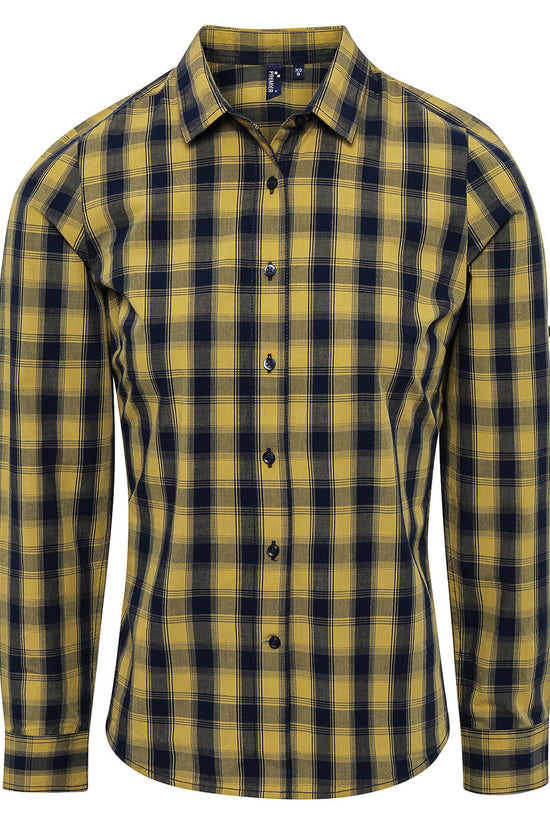 Womens Mulligan Check Cotton Long Sleeve Shirt SemiFitted Style