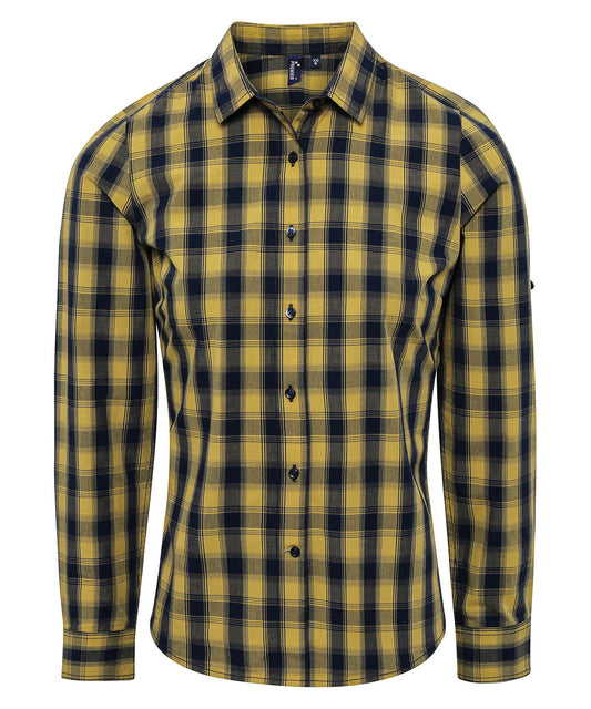 Womens Mulligan Check Cotton Long Sleeve Shirt SemiFitted Style
