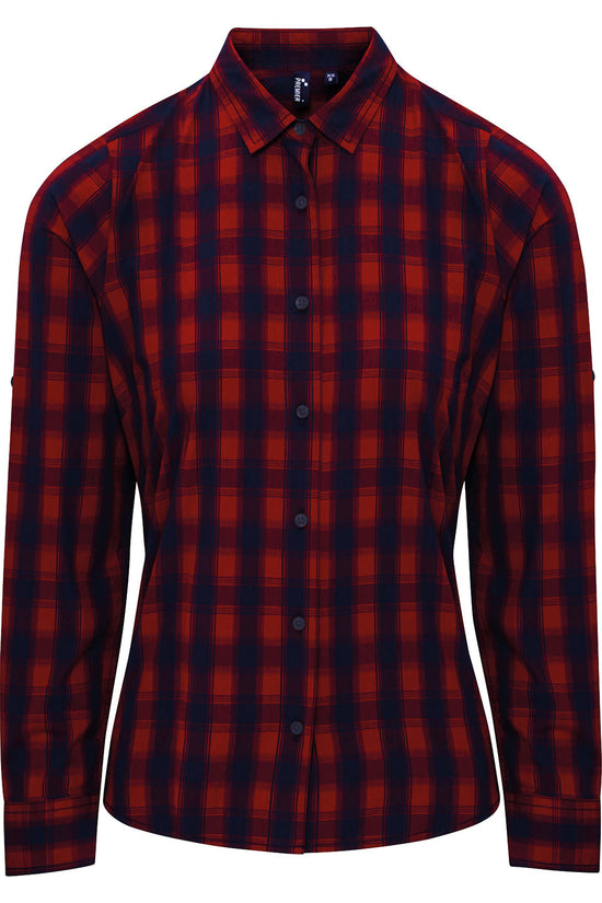Womens Mulligan Check Cotton Long Sleeve Shirt SemiFitted Style