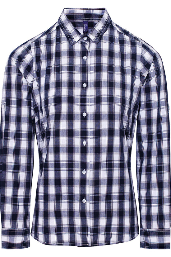 Womens Mulligan Check Cotton Long Sleeve Shirt SemiFitted Style