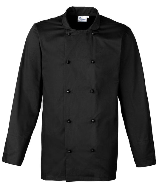 Premier Cuisine Long Sleeve Chef Jacket with Removable Black Studs