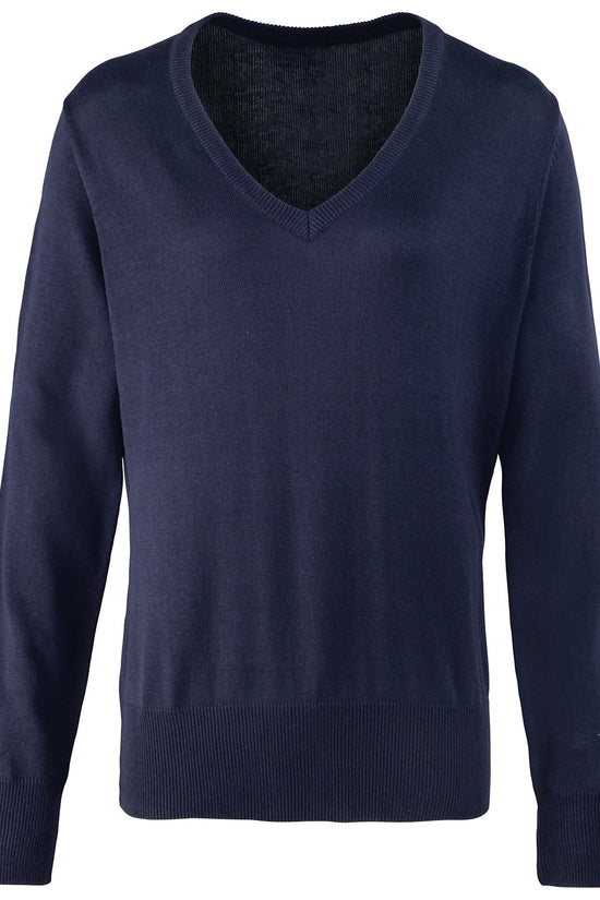 Womens VNeck Knitted Sweater Plus Size CottonRich Jumper