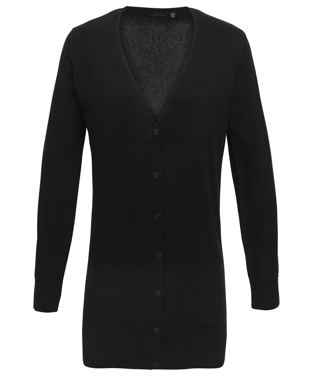 Womens Longline Knitted Cardigan with Ribbed VNeck and Pockets