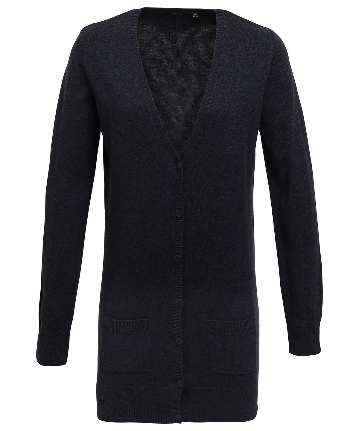 Womens Longline Knitted Cardigan with Ribbed VNeck and Pockets