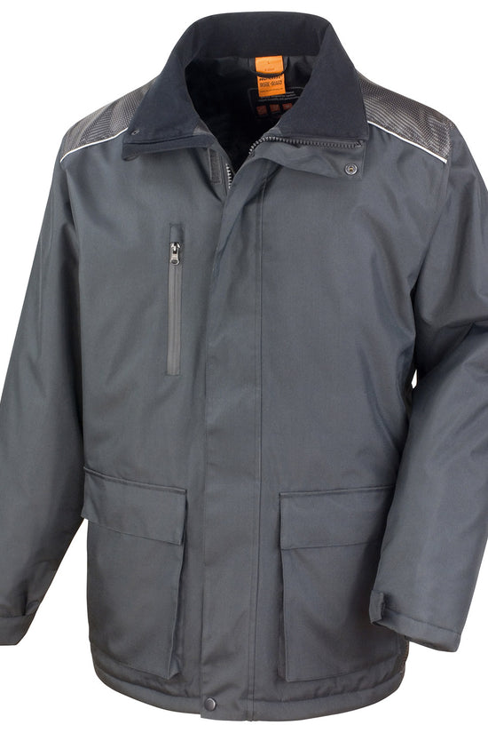 Black WorkGuard Vostex Long Coat Waterproof and Windproof
