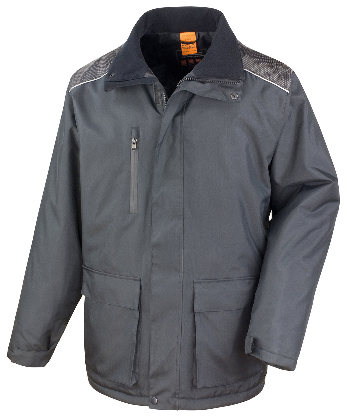Black WorkGuard Vostex Long Coat Waterproof and Windproof