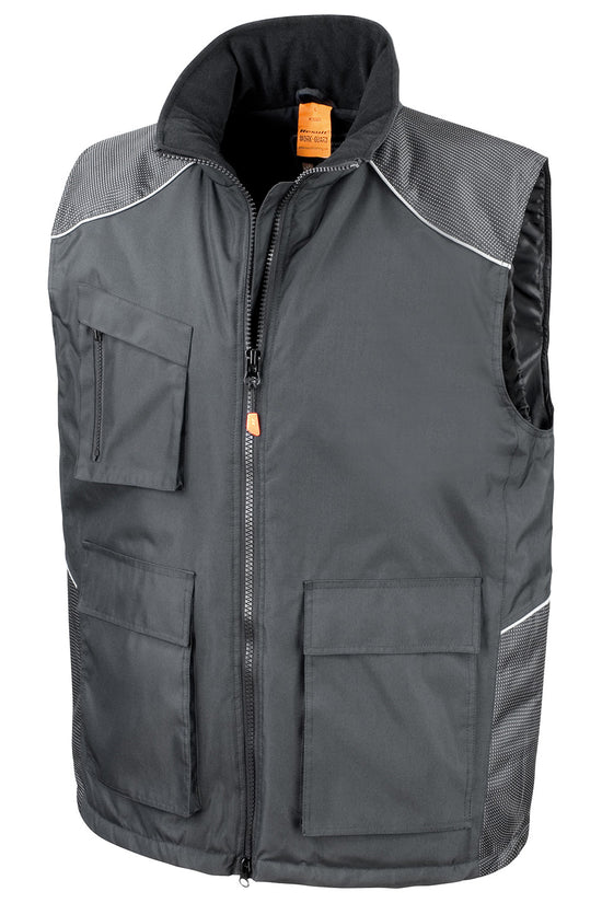 Black WorkGuard Vostex Bodywarmer with Dobby Design and Reflective Detail