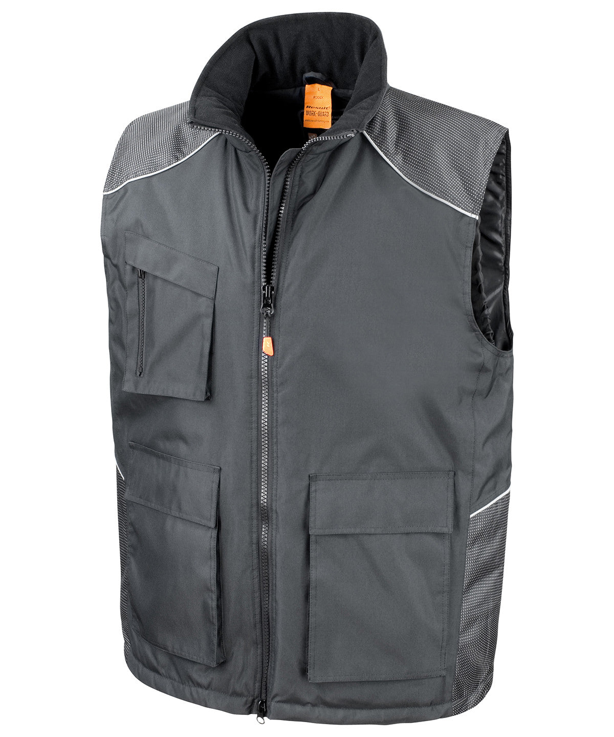Black WorkGuard Vostex Bodywarmer with Dobby Design and Reflective Detail