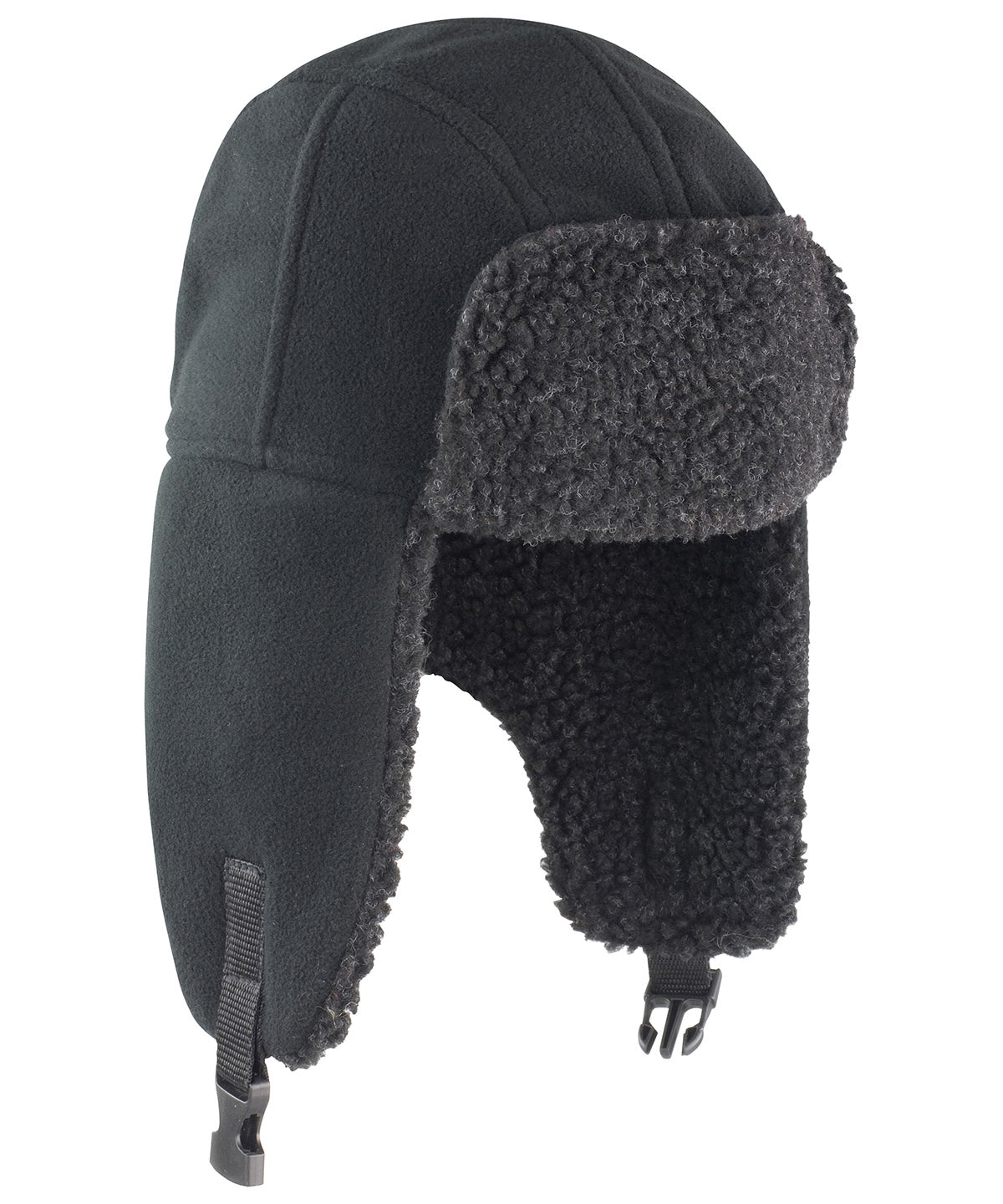 Black Thinsulate Sherpa Hat with Faux Lambswool Detailing