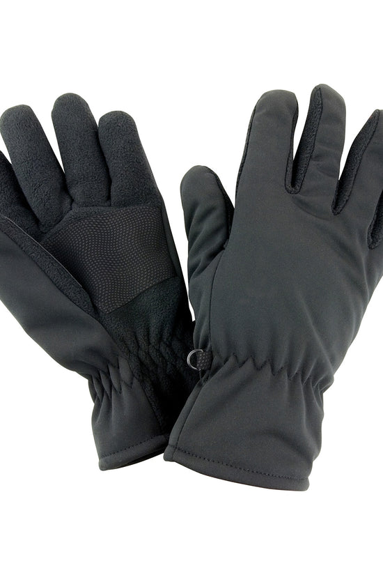 Black Softshell Thermal Gloves with Extended Wrist Cover