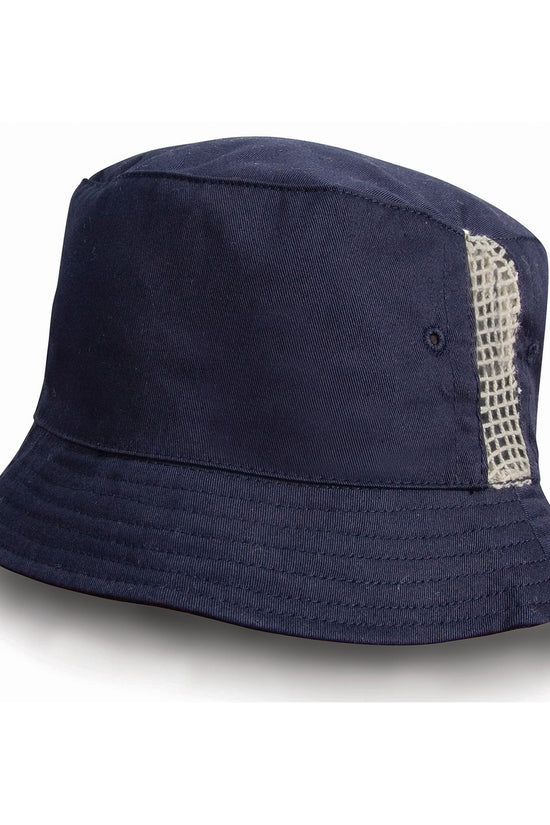 Result Headwear Deluxe Washed Cotton Bucket Hat with Mesh Panels