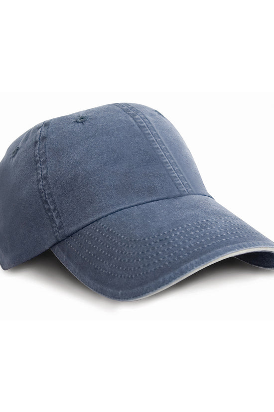 Fine Line Cotton Cap with Contrasting Sandwich Peak