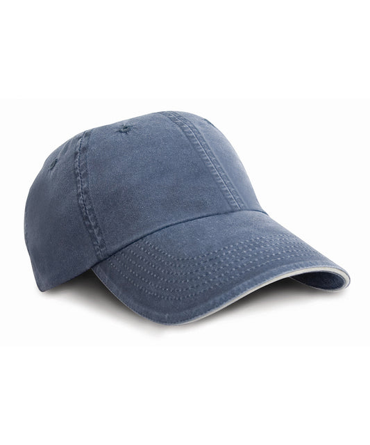 Fine Line Cotton Cap with Contrasting Sandwich Peak