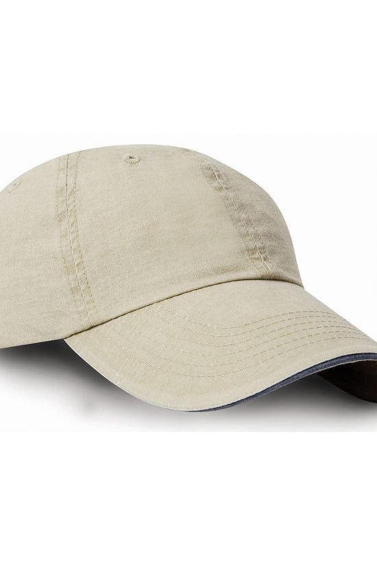 Fine Line Cotton Cap with Contrasting Sandwich Peak