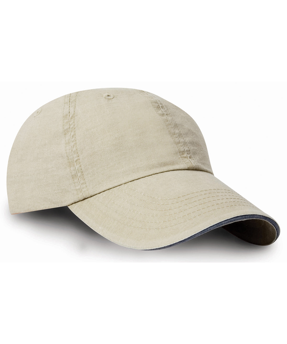 Fine Line Cotton Cap with Contrasting Sandwich Peak