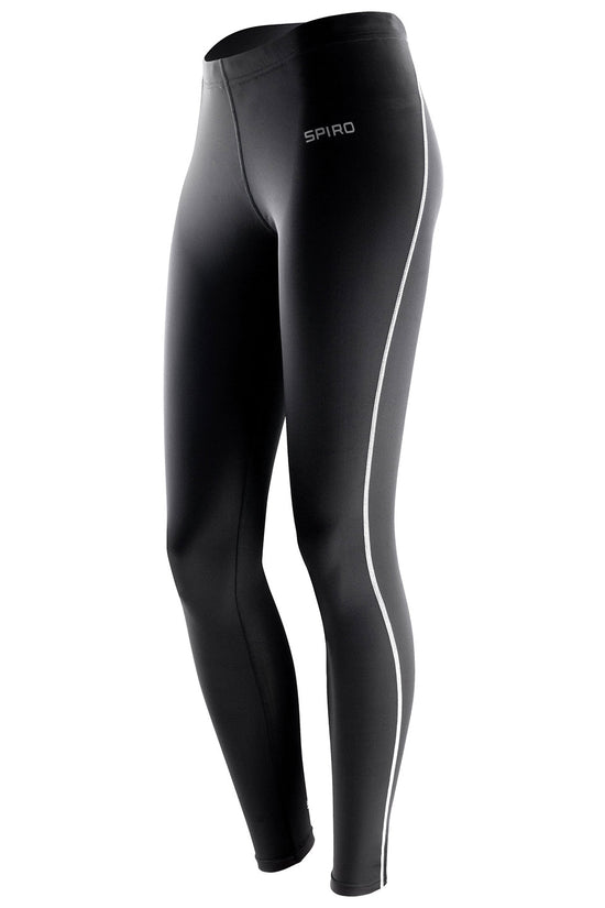 Womens Black Spiro Bodyfit Baselayer Leggings Lightweight and QuickDrying