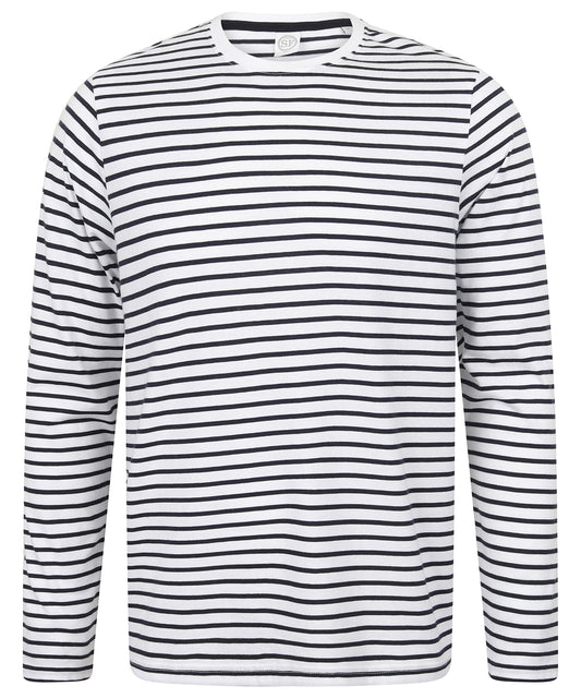 WhiteOxford Navy Unisex LongSleeved Striped TShirt