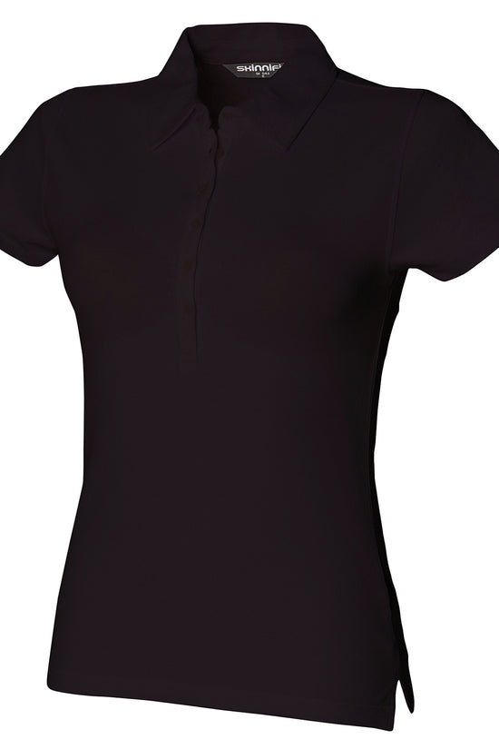 Black Womens Short Sleeve Stretch Polo Shirt Trendy and Comfortable