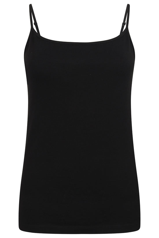 Black Womens Soft Stretch Spaghetti Vest Ultimate Comfort Style