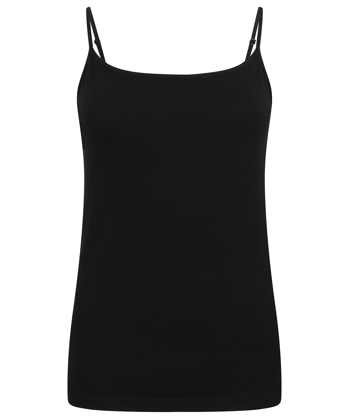 Black Womens Soft Stretch Spaghetti Vest Ultimate Comfort Style
