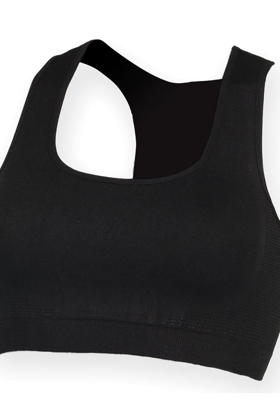 Black Seamless RacerBack Cropped Workout Top for Women
