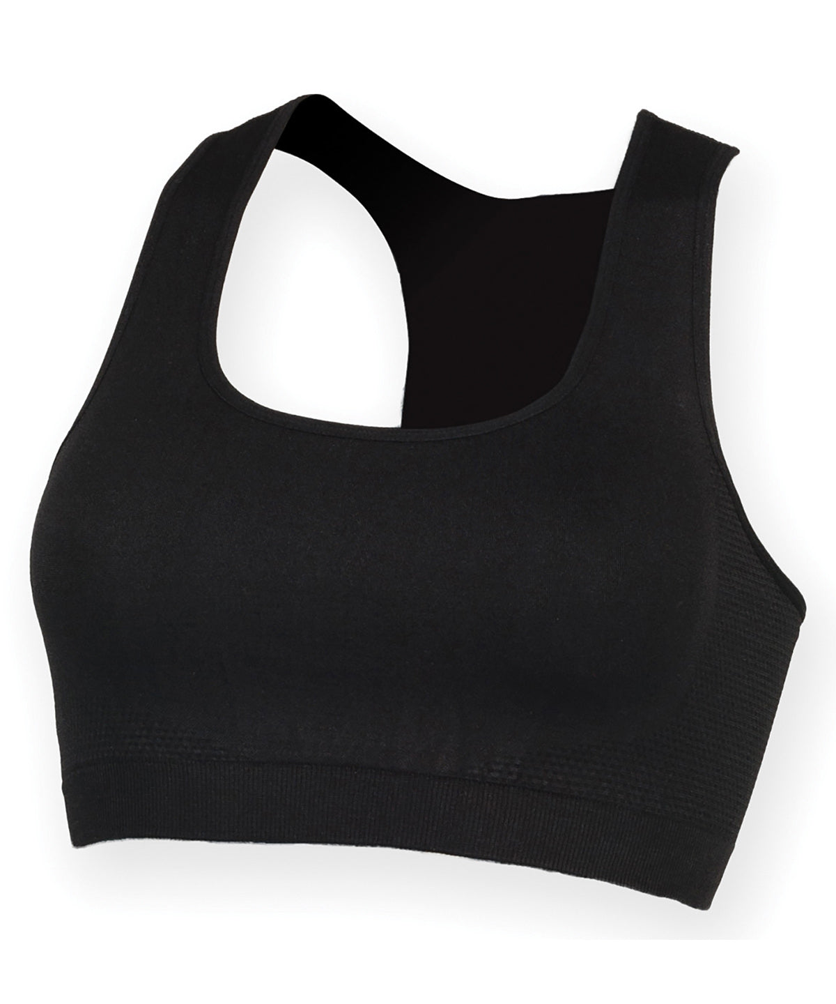 Black Seamless RacerBack Cropped Workout Top for Women