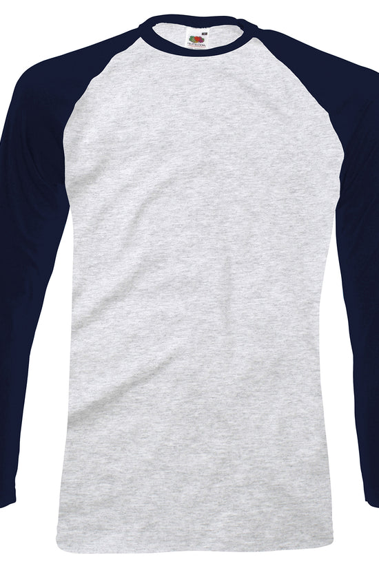 Mens Long Sleeve Baseball TShirt by Fruit of the Loom